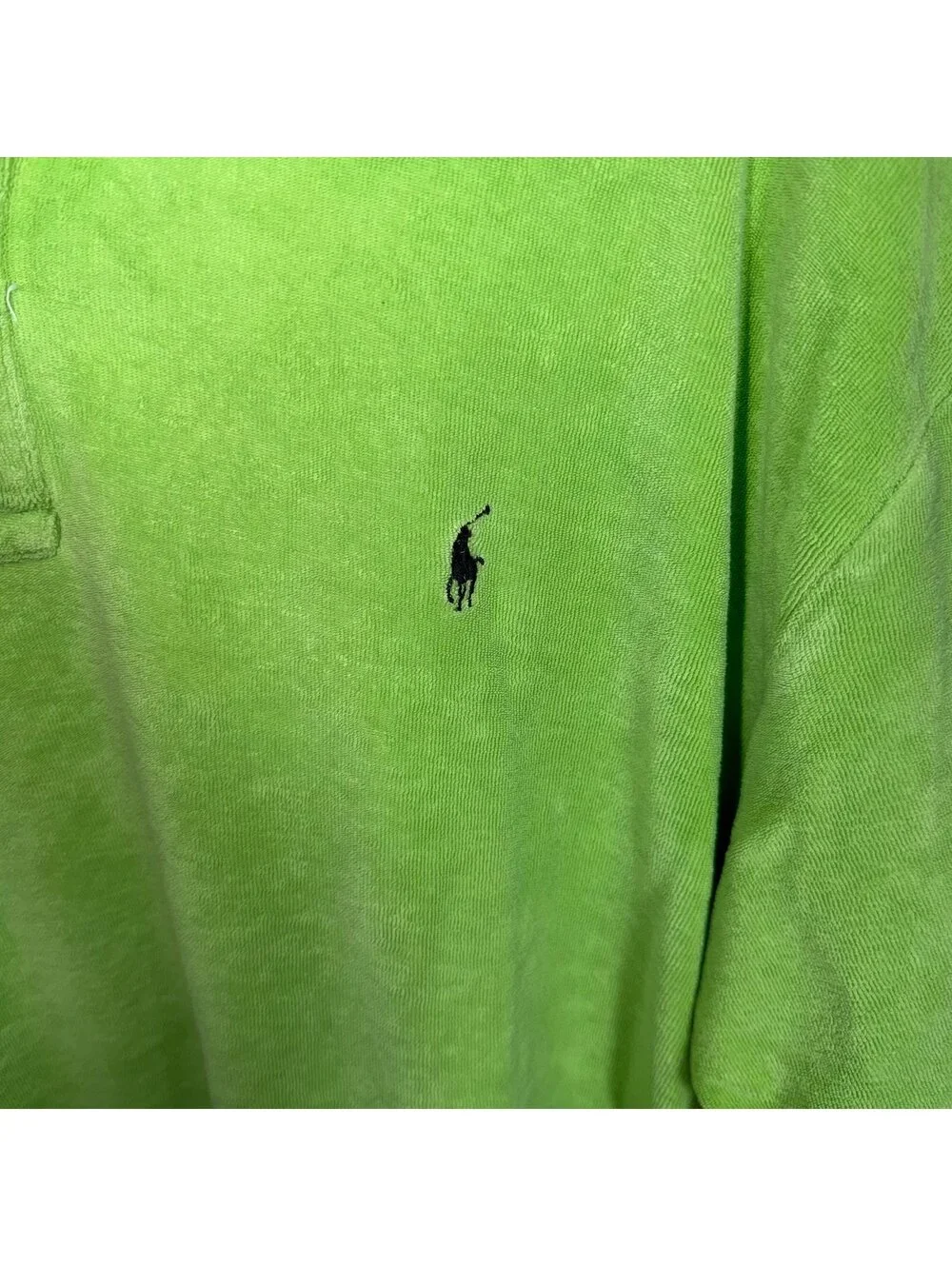 Polo Ralph Lauren Terry Cloth Towel Polo Lime Green Mens XL Vtg y2k 90s Rare